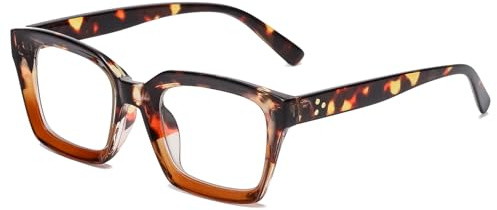 LJCZKA Blaulichtfilter Brille Quadratisch Damen Herren Eckig Brille Ohne Stärke Anti-Müdigkeit Computerbrille Gaming PC Brille