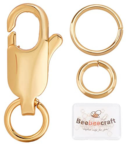 Beebeecraft 6 Stück 18 Karat Vergoldeter Schmuck Karabinerverschluss 0.45x0.23 Zoll/12x6mm Klein Karabinerverschluss Mit 12 Stück 6/7mm offene Springringe Für Armbänder Halskette