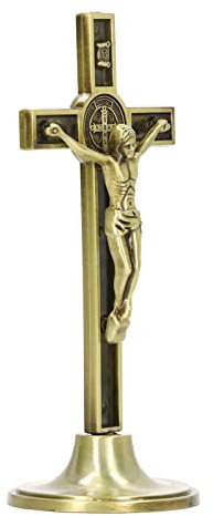 HEEPDD Croce Cattolica Crocifisso Croce da Parete Base Smontabile per Tavolo (Colore Rame)