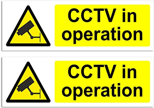 CCTV In Operation Sign – 1/2/4/6/10 Pack Self Adhesive CCTV Stickers – 30cm x 10cm Landscape Warning Signs for Outdoor Indoor Use (2)