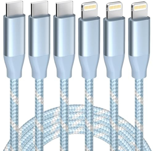 USB C to Lightning Cable 3 Pack 6FT iPhone Fast Charger MFi Certified