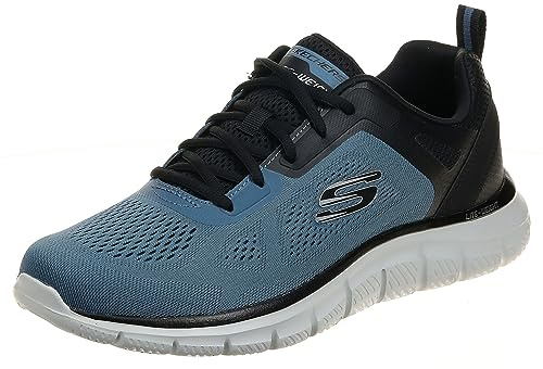 Skechers Men's Track Broader Sneaker, Blue Mesh/Pu/Black Trim, 12 UK