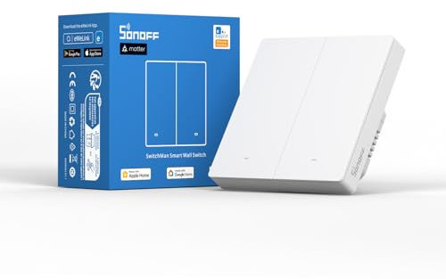 SONOFF Matter Smart Light Switch, Neutral Wire Required, Compatible with Alexa and Google Home, 2.4GHz WiFi 2 Gang Mechanical Switch M5-2C-86W