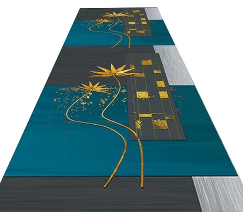 GTPBAO Alfombras de Pasillo Alfombra De Retales Azul para Sala De Estar, Alfombra Moderna De Interior para Dormitorio Balcón Lavandería, Alfombra Suave Y Cómoda (Size : 60x550cm/2x18ft)