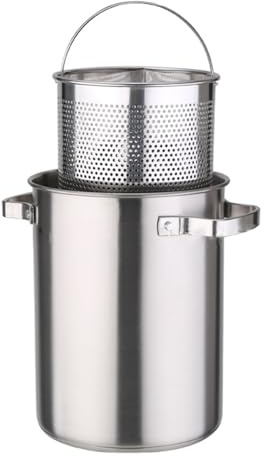 Stainless Steel Asparagus/Pasta Cooker Set with Basket and Lid - 4L Asparagus Pot Vegetable Steamer Oil Deep Fry Pan Chicken Stew Pot for Spaghetti, Boiled Eggs, Shrimp, French Fries
