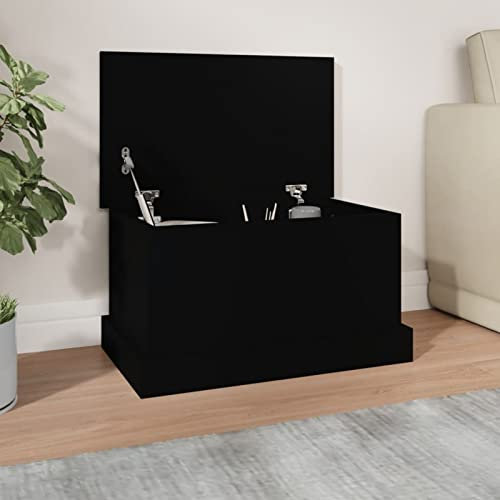 ZEYUAN Truhe Schwarz 50x30x28 cm Holzwerkstoff Sitzbank Mit Stauraum, Wäschetruhe, Spielzeugkiste, Aufbewahrungstruhe, Aufbewahrung, Jugendzimmer Möbel, Truhenbank Mit Stauraum - 816497