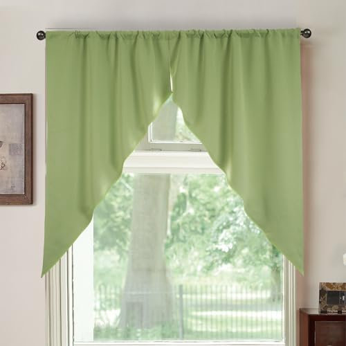 FLIPP Set mit 2 Volantvorhängen for die Küche, Bauernhaus-Küchenvorhänge, rustikale kleine Fenstervorhänge for Küche und Badezimmer, 88,9 x 88,9 cm + 45,7 cm, Polyester (Color : B)