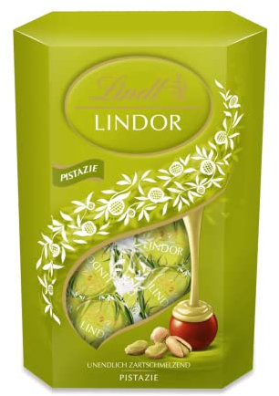 Lindt Schokolade LINDOR Kugeln Pistazie | 500 g | 38 Kugeln Vollmilchschokolade mit zartschmelzender Pistazien Füllung im süßen Cornet | Pralinen Geschenk | Schokoladen Geschenk