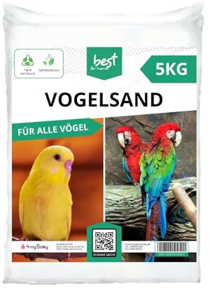 Best For Home Sable d'oiseaux 5 kg | Sable de Quartz pour Cage à Oiseaux 0,4 à 0,9 mm | Sable de Cage pour Perroquet, Perruche, Canari et Autres Oiseaux | Substrat Idéal pour Cages et Volières
