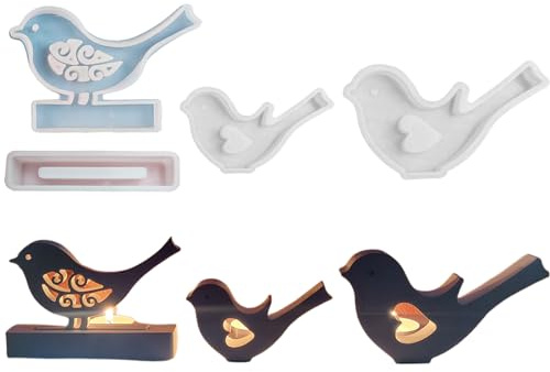 Silikonform Vogel, Silikon Gießform Vogel, Silikonformen Gießformen Vogel Gipsform Zum Gießen Silikonform, Silikon Vogel Silikonformen Für Kerzen Gips Seifen (3 Stück Vogel + Sockel)