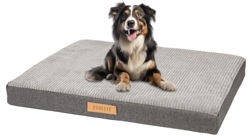 Petsen Großes Hundebett, Orthopädisches Hund Kissen Hunde-Matratze mit Waschbarer Abdeckung, Gelenkschonend Hundesofa Hundematte mit Gravieren Namen (Grau, L 100 cm x B 90 cm x H 10 cm)