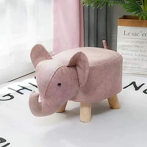 AONYAYBM Fußschemel, Kinder-Ottomane, Cartoon-Tier-förmiger Hocker für Kinder, Zuhause, Wohnzimmer, Niedlicher Holz-Fußschemel für Spielzimmer, Innenhof, Schuhwechsel-Hocker für(Rosa)