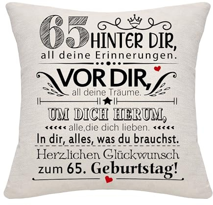 65 Jahre alt Frauen Männer Geburtstag Geschenk Hinter dir all deine Erinnerungen inspirierende Geschenk 65. Geburtstag Geschenk Kissenbezug für Ehefrau Ehemann Mama Papa Freunde Oma Opa Tante (65)