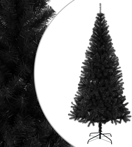 FENLAX Künstlicher Weihnachtsbaum mit Ständer 180 cm H Christmas Tree Feiertagsdekoration Weihnachten Dekoration Weihnachtsbaum Hoch Unechter Tannenbaum PVC&Stahl Schwarz