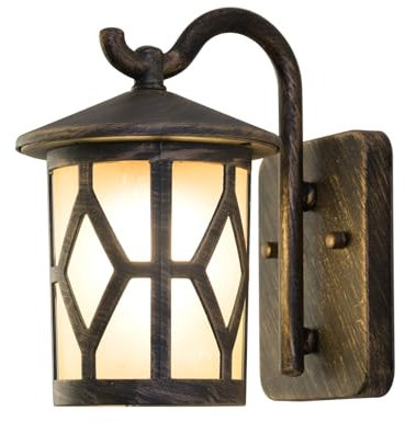 SUZNIU Wandleuchte Aussen, Vintage Aussenlampe Wand Glas Aluminium Außenlampe Wasserdichte, Garten Außenwandleuchten E27 Wandlampe Aussen Ohne Leuchtmittel, für Garage, Balkon, Beleuchtung Terrasse