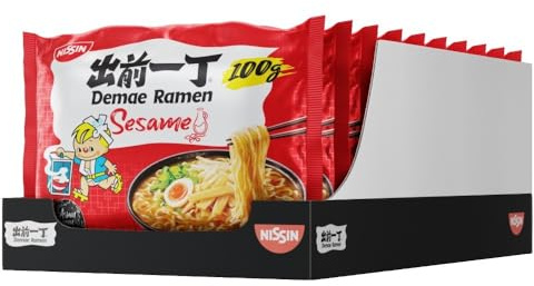 NISSIN Ramen Sesame Flavoured Instant Noodles, 100 g (10-Pack) | Quick & Easy Instant Noodles Meal, Vegetarian-Friendly, Low in Fat, Ready in 3 Minutes, Perfect for On-the-Go, Quick Snack