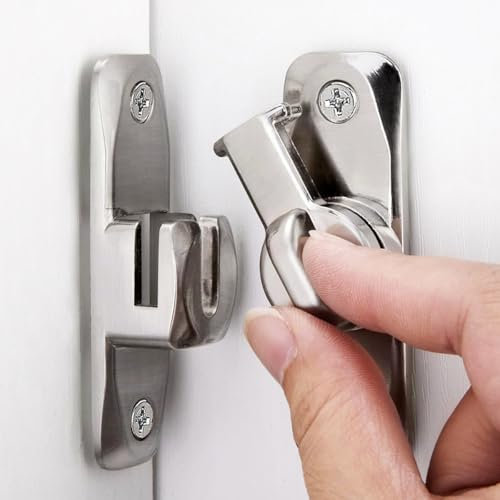 Litensh Flip Door Latch, 90/180 Degree Barn Door Gate Latches Lock, Right Angle Door Lock Latch Hardware, Bold Thickened Anti-Rust Door Sliding Door Latch Lock fo Cabinets Bathroom (1, Silver)