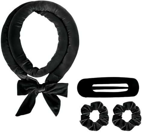 ZEPIQOR Neu Lockenwickler Locken Ohne Hitze,Heatless Curls Band Samt über Nacht mit Haarnadel Rutschfest DIY Hair Curler no Hea Set Haarband Wave Formers für Mittleres Langes Haar（Schwarz）