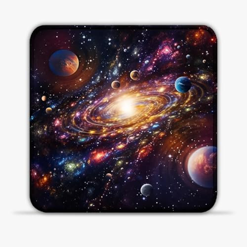 CHTXD Tappetino per mouse da gioco universo colorato (30 x 30) cm 11.81 (in) Tappetino per mouse bordi cuciti resistenti al Calore, base antiscivolo compatibile con mouse laser e ottici