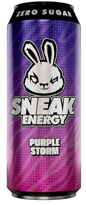 SNEAK Energy Drink Cans | Purple Storm with Brainberry | No Sugar. No Junk. Just Natural Caffeine, Focus-Boosting Nootropics in a Can | 500ml x 12
