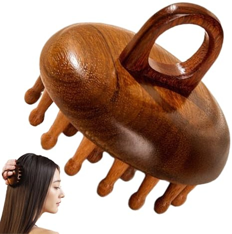 Appareil de massage pour cuir chevelu - Peigne en santal naturel - Outil de massage méridien pour hommes et femmes - Brosse portable à 28 dents