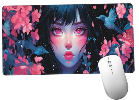 Dibujos Animados Alfombrilla Ratón 1400x600x3mm Alfombrilla Raton XXL con Base de Goma Antideslizante,Lavable,Accesorios Gaming Flor,Ordenador Gamer Regalos,Mouse Pad Gaming Mejora La Velocida Y1088