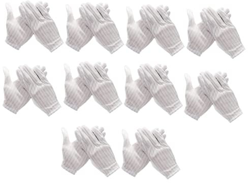 TEHAUX Moufles Antistatiques 10 Paires Moufles De Travail Antistatiques Pour Installation Électronique Confortables Et Protection Usage Professionnel Esd