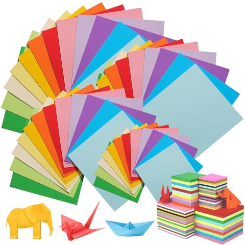 400 Sheets Origami Paper,10 Colors Double Sided Origami,20×20cm,15×15cm,10×10cm & 7×7cm Folding Square Paper,Coloured Papers for DIY Craft Projects,Origami Cranes and Holiday Decorations