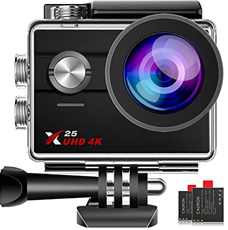CAMWORLD 4K Action Camera 16MP, Waterproof Camera 98ft with 2 Touch Screen, 170° Wide Angle Underwater Camera for Snorkeling, Includes 2 Batteries & Mounting Kit for Helmet, Bike, Motorbike Vlogging