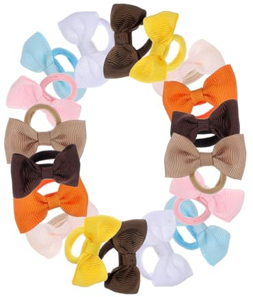 DECOMELODY 18 Stück Teiliges Haargummi für Kleine Mädchen mit Elastischen Nylon Schleifen Bunte Ponytail Halter Weiche Haarschleifen als Niedliche Haarschmuck Accessoires für Alltag Party