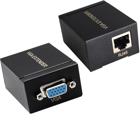 Adaptateur d'extension VGA l'extension de signal vga peut être étendue jusqu'à une portée de câble de 60 m/196 pieds dans un câble Ethernet Vga vers RJ45 sur Cat5e/Cat6 pour convertir le signal VGA