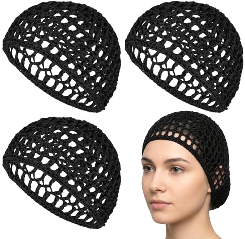 4 redecillas para el cabello para dormir o ducharse, gorras de malla de ganchillo para protección de peluca de seda, suave, reutilizable, para mantener los rizos, ballet, baño, redecilla de pelo de