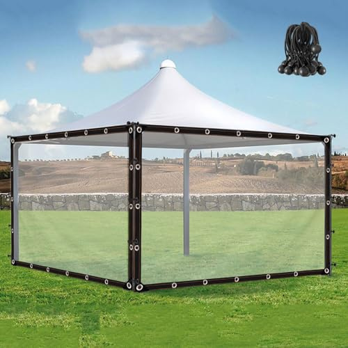 Telone impermeabile trasparente con occhielli, 3,5 x 3 m, in PVC, tende laterali per esterni, gazebo, portici, serre