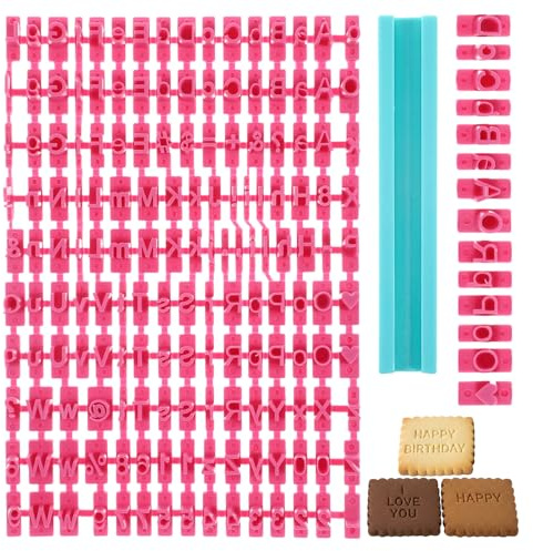 150 Pcs Cookie Letter Number Stamp Set Cookie Stamps for Baking Cookies Alphabet Number Stamps for Clay Fondant Embosser Letter Stamp Biscuit for DIY Fondant Cake/Cookies Impress Embosser Cutter