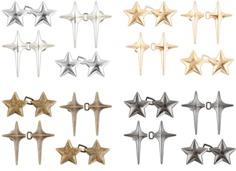 Zirax 16 Pairs Star Waist Tightener Clips for Jeans, No Sewing Adjustable Waist Buckle Extender Set, Reusable Metal Button Pins for Loose Pants, Skirts & Trousers, Instant Fit Replacement