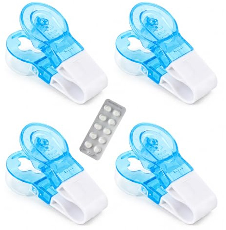4 PCS Séparateur de Comprimés, Coupe-Pilules Portable et Compact, Extracteur de Médicaments 2 en 1 pour Fractionnement et Écrasement de Comprimés, Distributeur de Comprimés Voyage