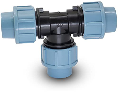 Casoter 20mm Diameter T-Shaped Female MDPE PP tee Water Adaptor, Plastic Pipe Connector for PE/MDPE Pipes, 1 Pack