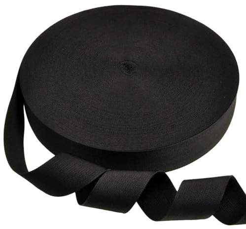 GGZZ Flat Nylon Webbing 1 Roll 10 Yards 1.25 Inch Wide Strap for DIY Making Luggage Strap, Dog Leashes, Lawn Chairs, Hammocks, Towing, Outdoor Activities, Canoe Seat, Furniture, Slings (Black)