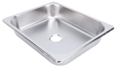 Wohnwagen-Edelstahlspüle, Handwaschbecken für Boot, Wohnmobil, Wohnmobil-Spüle mit Deckel aus Gehärtetem Glas, Küchenspüle aus Edelstahl 304 für Kleinen Raum (Edelstahlfarben,