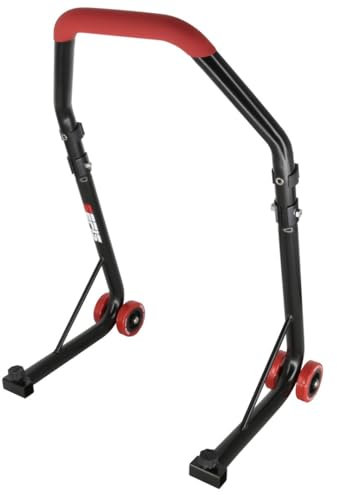 SEFIS D18 - Cavalletto per moto anteriore, supporto per montaggio posteriore, moto, supporto anteriore per moto (rosso, attacco V)