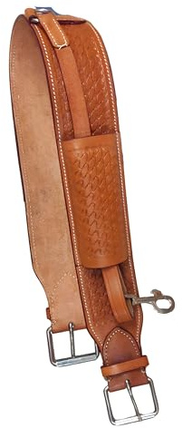 Hulara Western Ceinture de selle en cuir sculpté avec sangle de serrage pour cheval - 137,2 cm - Marron