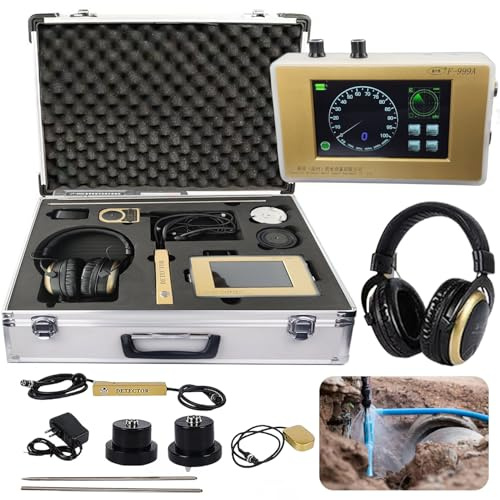 dosiwlatever Rilevatore di perdite d'Acqua sotterranee F999H con Cuffie, profondità Fino a 4 Metri, Touch Screen aggiornato/sonda per Interni ed Esterni, Scatola in Lega