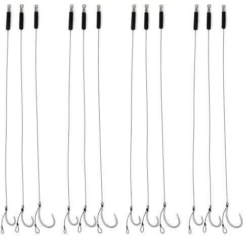 12Pcs Hooks Curve Shank Carp Hooks Sizes 6, 8 &10 Fishing Hair Rigs Barbless Carp Fishing Tackle Fishing Hook,Protective Rubber Sleeves for Freshwater & Saltwater Angling