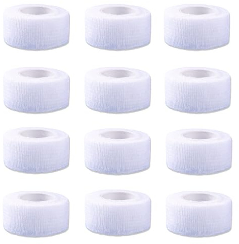 Selbstklebender Verband,12 Stück Schmale Haftbandage,2.5x4.5cm,Fingerpflaster,Klebeverband Selbstklebend,Selbsthaftende Bandage,Elastische Binde passt sich Fingergrößen an,Finger-& Zehenschutz