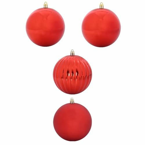 vidaXL Weihnachtsbaumkugel-Set XXL 4 pcs Rot Kunststoff, Wohnzimmer, traditionelle Weihnachtsornamente, Moderne Baubles, Elegante Deko für die Feiertage