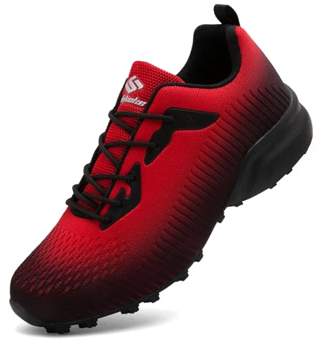 ASOCO DREAM Zapatillas de Trail Running Hombre Calzado de Correr Transpirable Antideslizante Zapatos de Senderismo Calzado Deportivo Exterior,Negro Rojo,39 EU