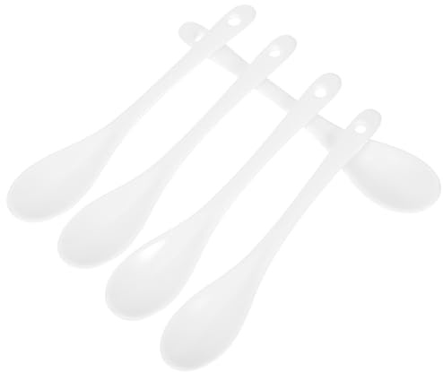CATIEBYE 5 Cucharas de Cerámica de Color Blanco Resistentes al Calor para Condimentos y Miel Diseño Elegante para Ocasiones Obsequios y Comidas