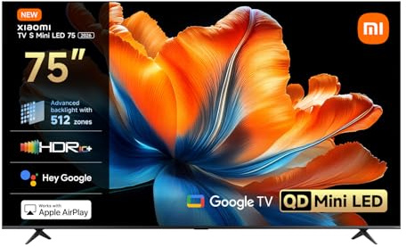 XIAOMI TV S Mini LED 75(190 cm), QLED Mini LED Fernseher, 4K UHD, Smart TV mit Google TV, HDR10+, Triple Tuner, DVB T2, 60Hz mit 120Hz Game Boost Mode, MEMC, Dolby Audio, Airplay 4, Google Assistant