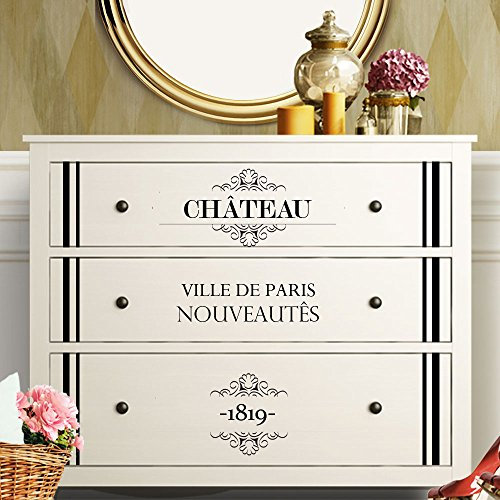 Grandora W5224 Wandtattoo Vintage Stil 2 I türkis I passend für IKEA HEMNES Komode Möbelfolie Aufkleber selbstklebend Wandaufkleber Wandsticker