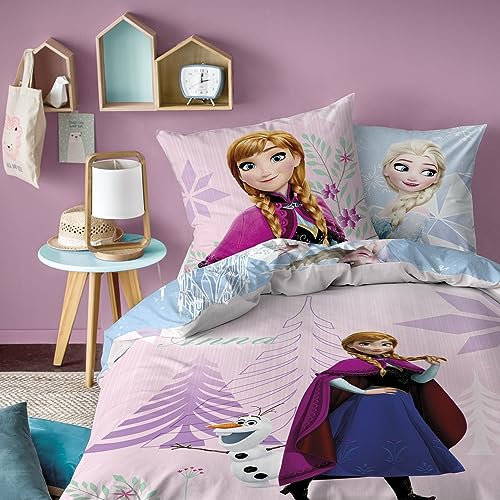 Juego de ropa de cama reversible de Disney, 135 x 200 cm + 80 x 80 cm, 100 % algodón, 2 diseños de Frozen Diamonds